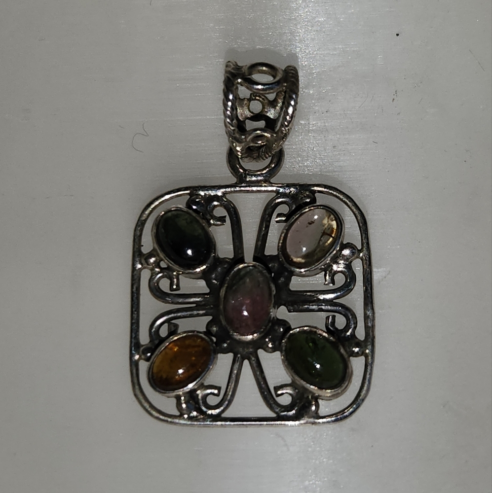 Women's NWOT 925 Multicolored Tourmaline Pendant
